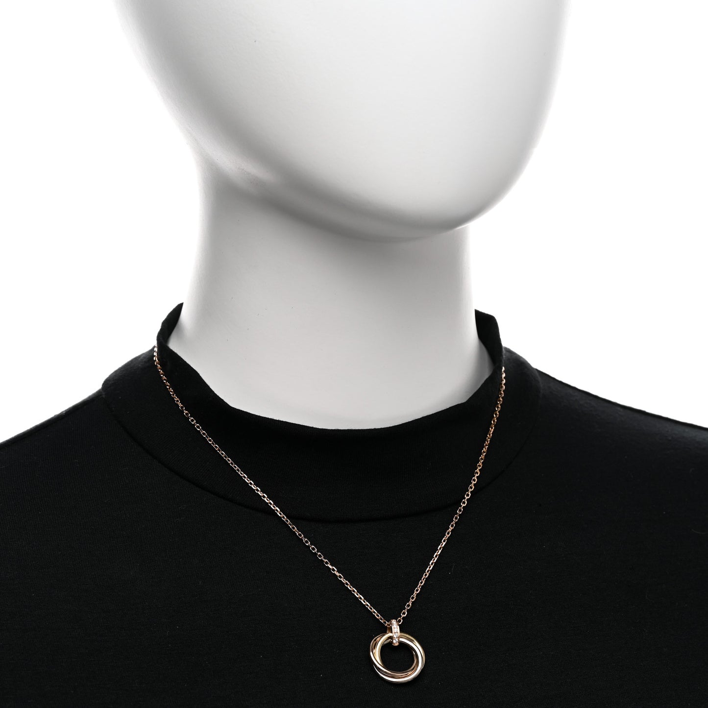 18K Pink White Yellow Gold Diamond Trinity Pendant Necklace