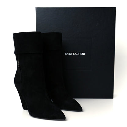 Saint Laurent Kid Scamosciato Niki 85 Wedge Booties 36 Black 10 of 10