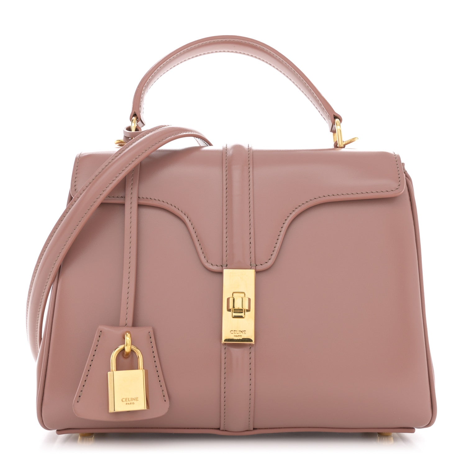 Celine Satinated Calfskin Small 16 Top Handle Bag Pastel Pink 1 of 14