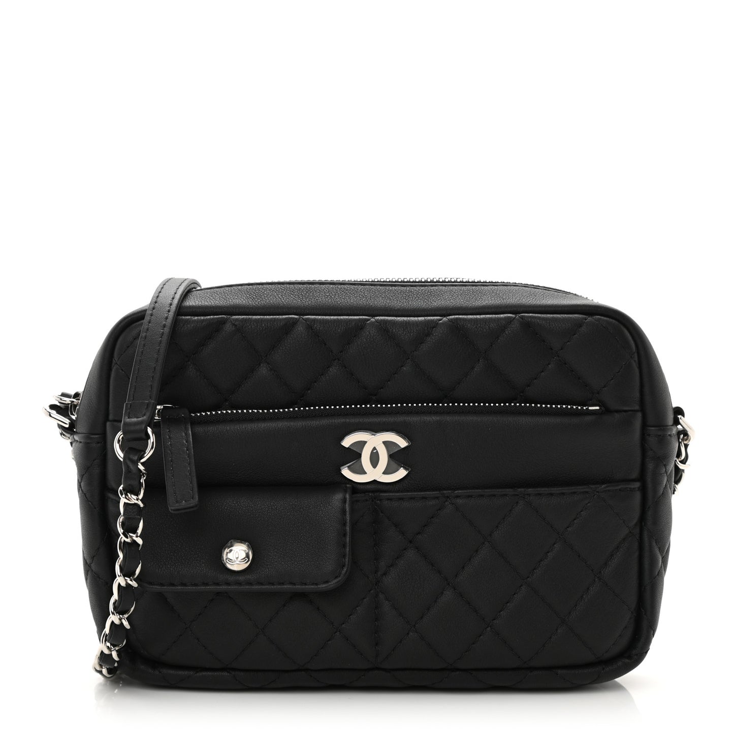 Calfskin Quilted Ultra Pocket Camera Case Black