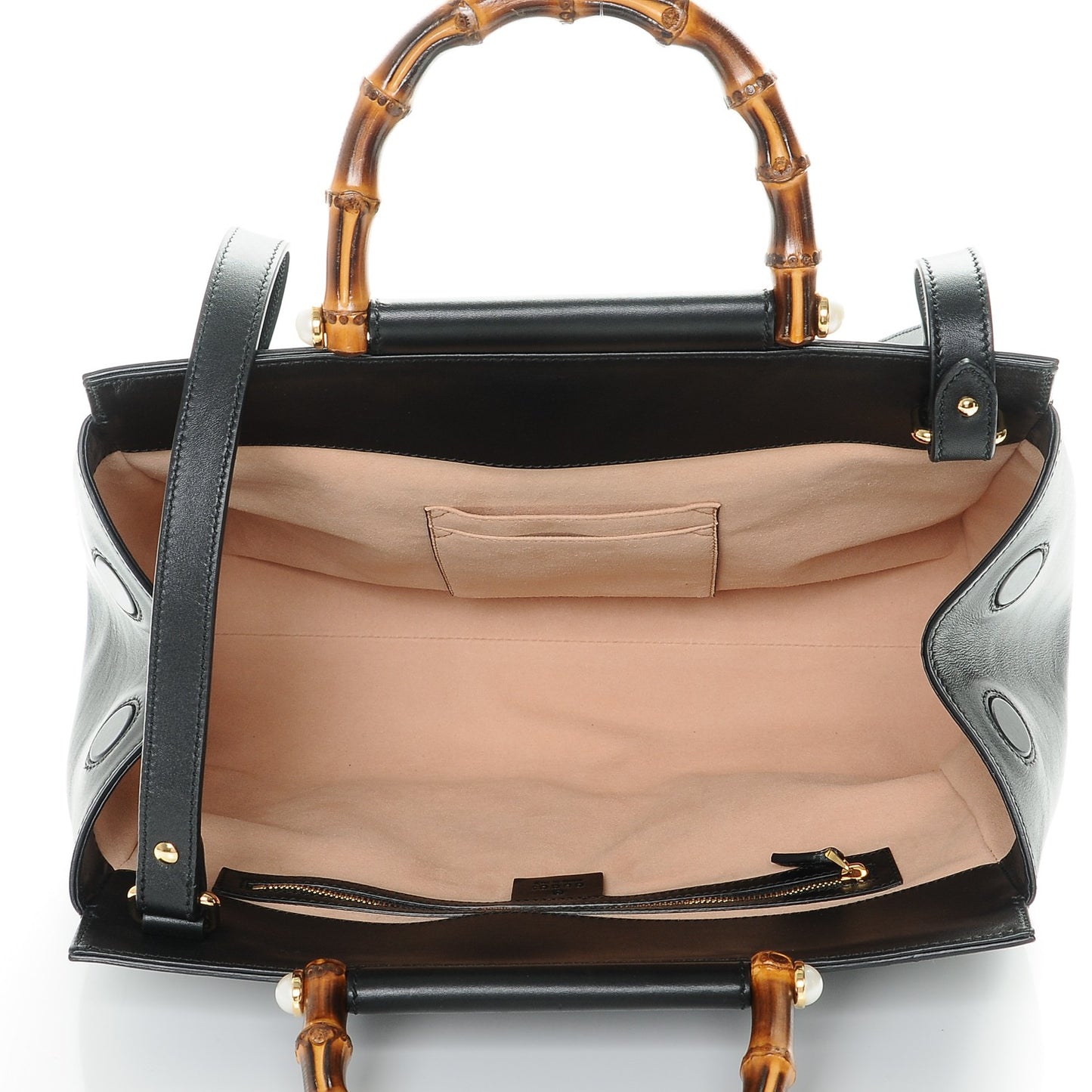 Nappa Bamboo Medium Nymphaea Top Handle Bag Black