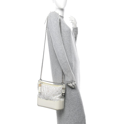 Chanel Tweed PVC Patent Chevron Quilted Medium Gabrielle Hobo White 1 of 13