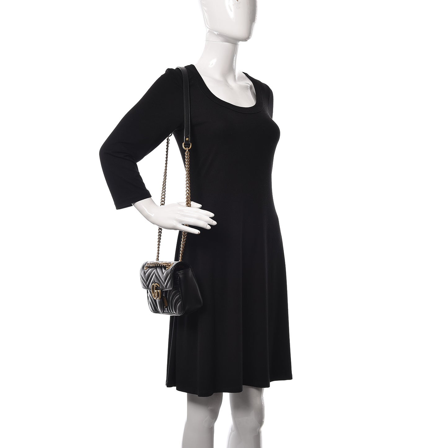 Calfskin Matelasse Mini GG Marmont Shoulder Bag Black