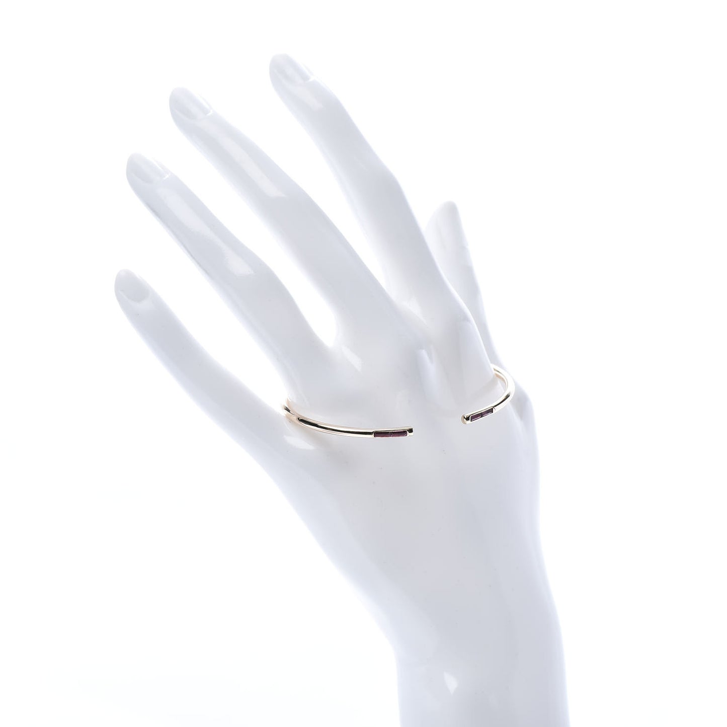 18K Yellow Gold Pink Tourmaline Sparklers Wire Cuff Bracelet