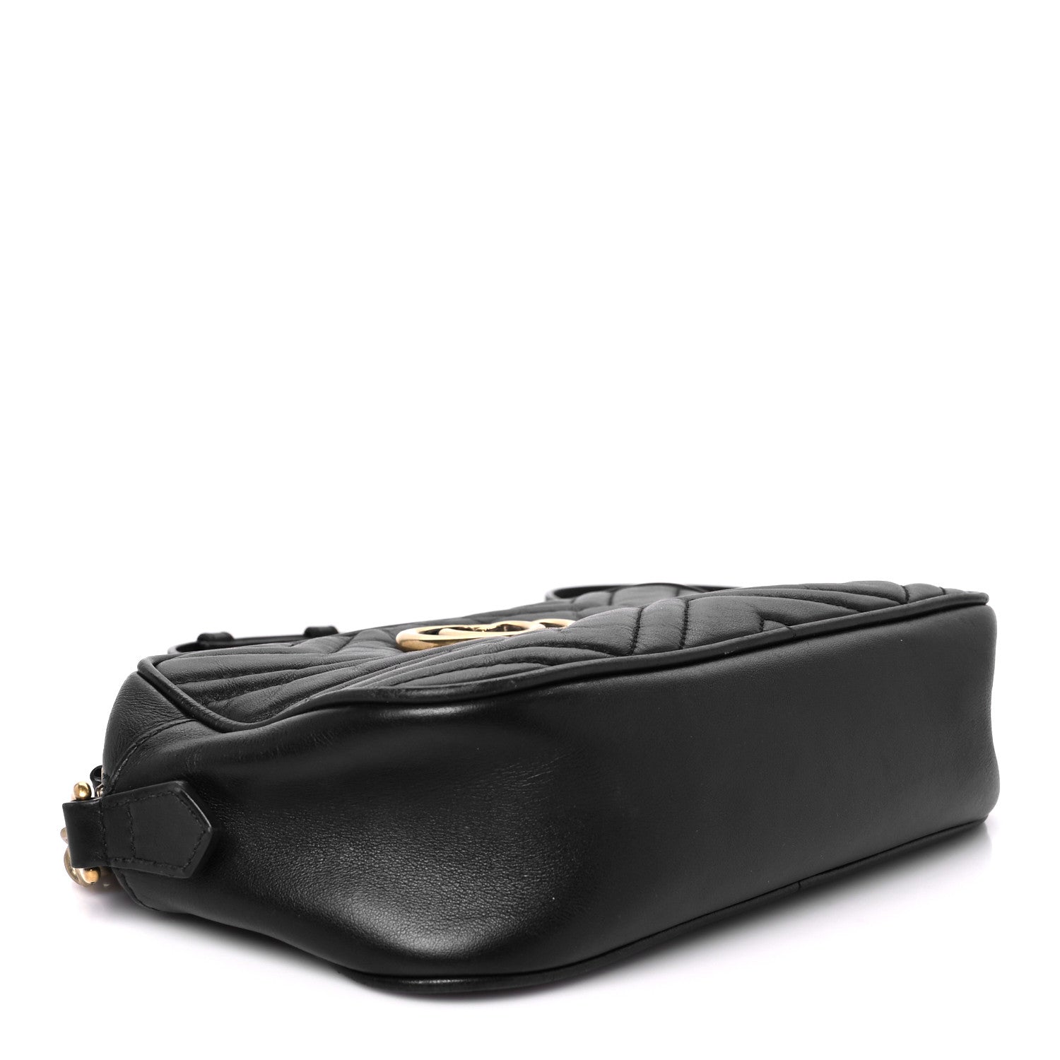 Gucci Calfskin Matelasse Small GG Marmont Chain Shoulder Bag Black 4 of 13