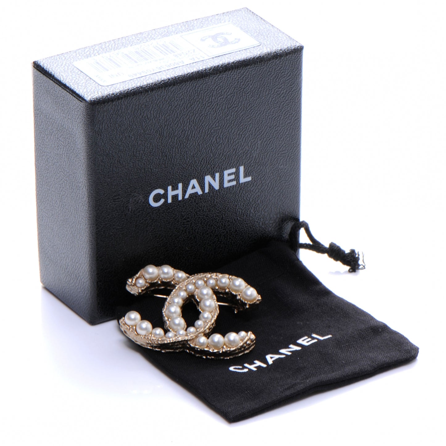 CC Pearl Brooch Pin Gold