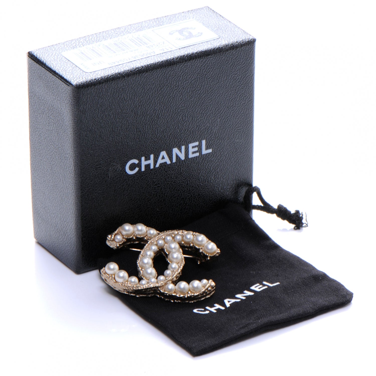 Chanel CC Pearl Brooch Pin Gold 3 of 5