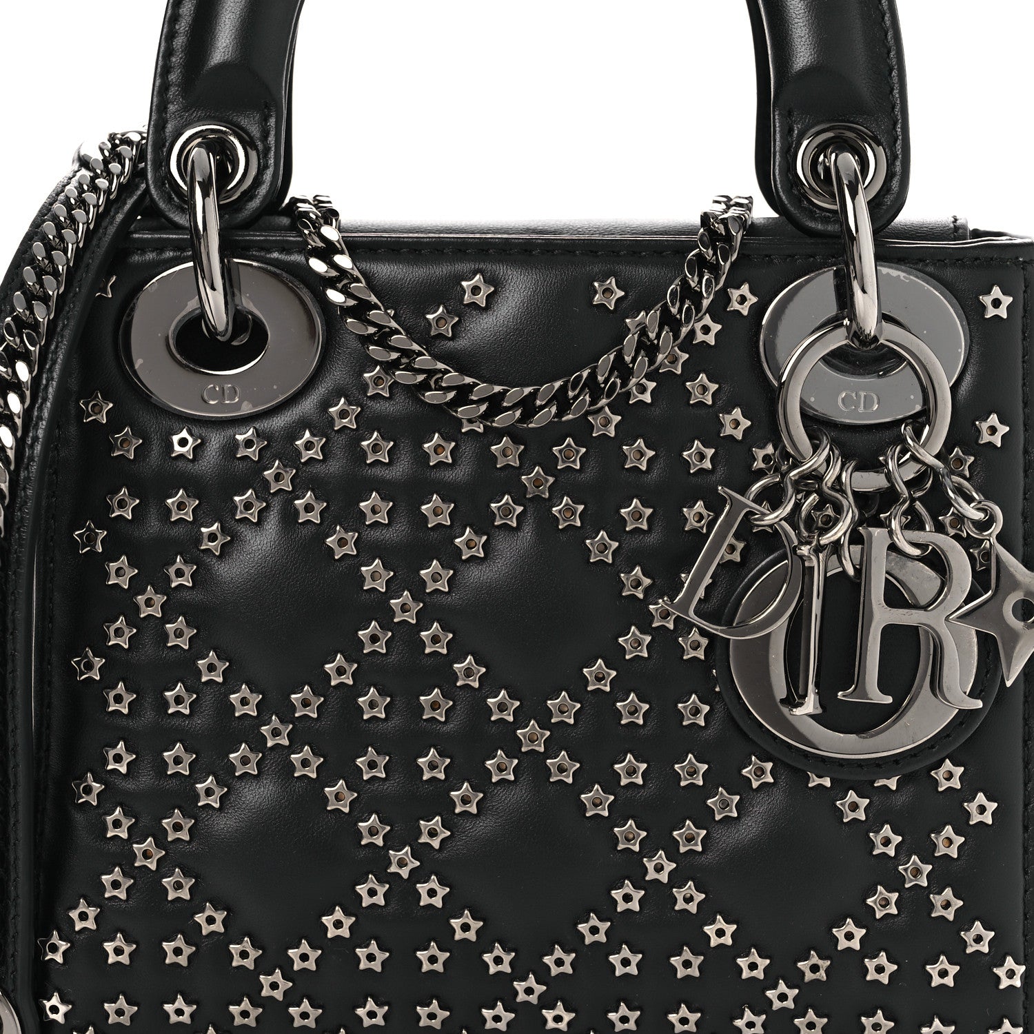 Christian Dior Lambskin Cannage Lucky Star Studded Mini Lady Dior Black Black 8 of 12