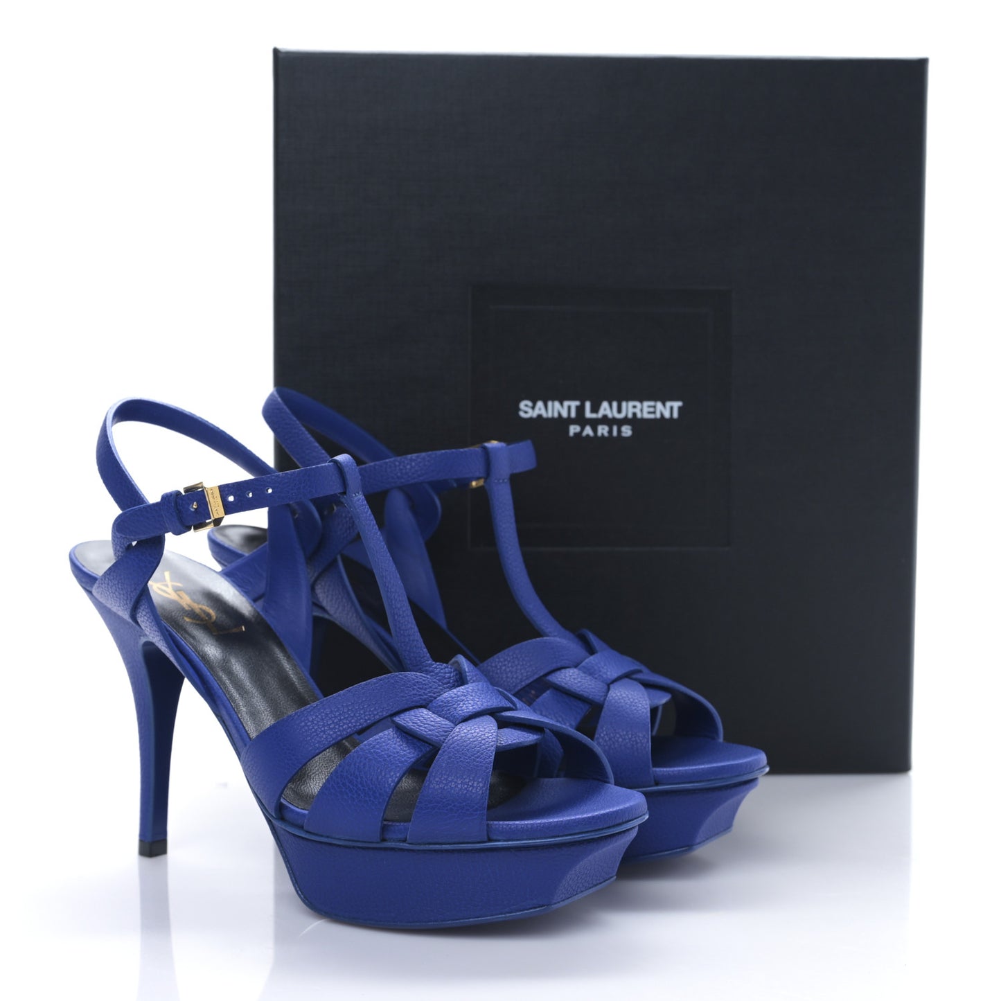Grained Calfskin Tribute 75 Platform Sandals 38 Outremer
