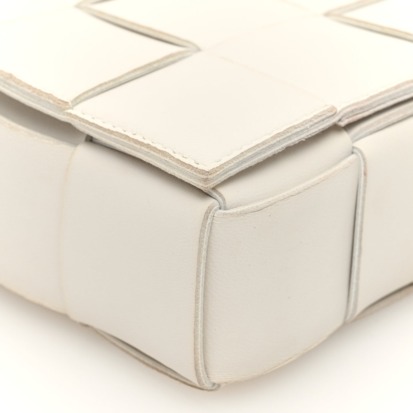 Lambskin Maxi Intrecciato Cassette Crossbody Bag White