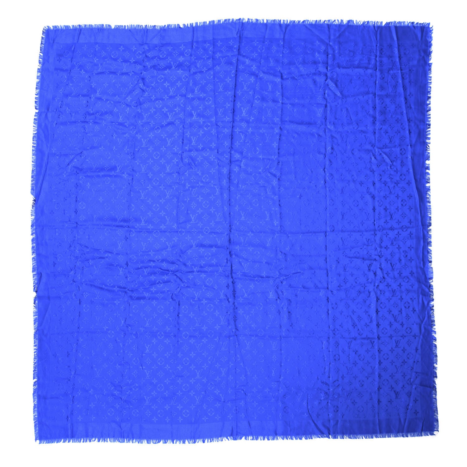 Louis Vuitton Wool Silk Monogram Shawl Blue 1 of 3