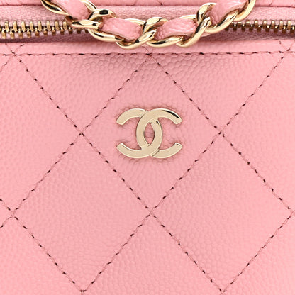 Chanel Caviar Quilted Mini Vanity Case With Chain Pink 8 of 9