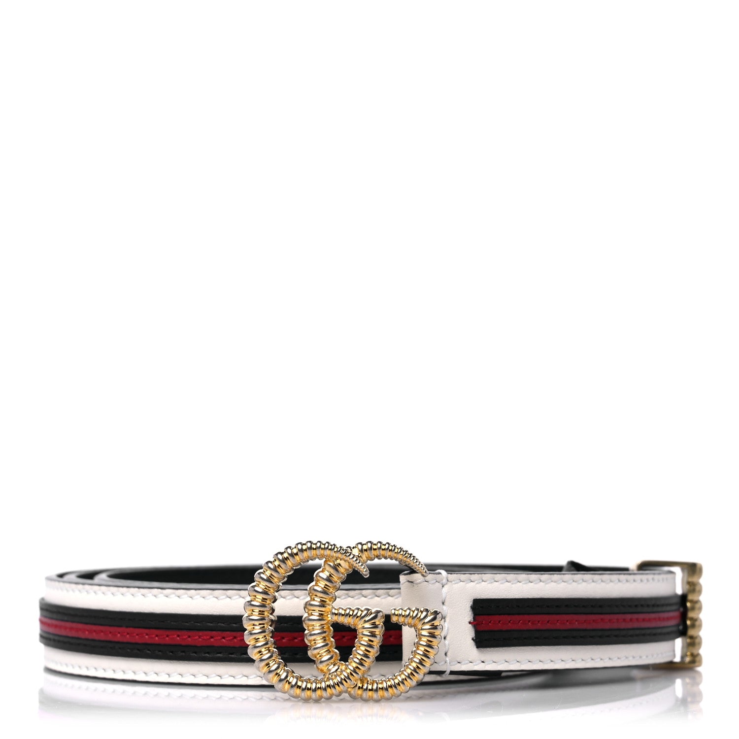 Gucci Calfskin 20mm Torchon Double G Sylvie Belt 95 38 Off White Blue Red 1 of 5