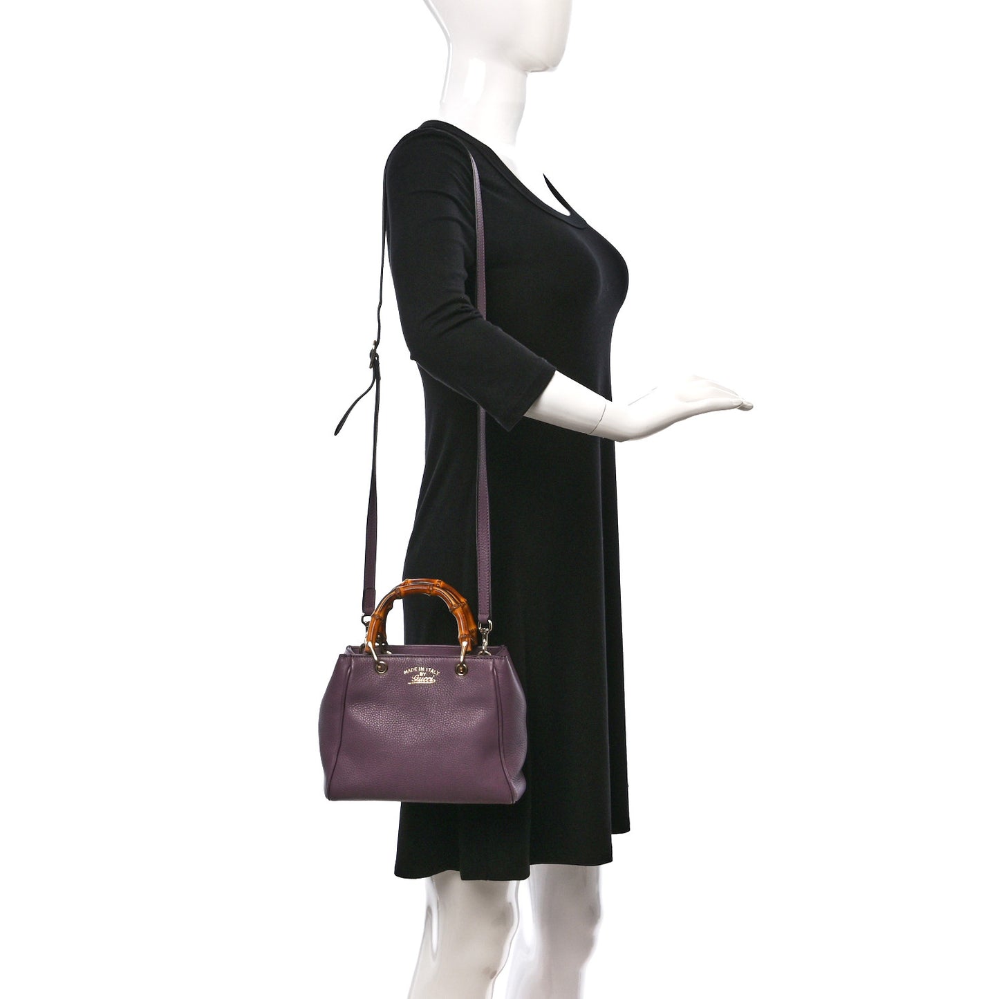 Calfskin Mini Bamboo Shopper Tote Purple