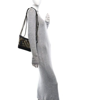 Chanel Metallic Crumpled Goatskin Quilted Small Gabrielle Hobo Black Gold 2 of 10