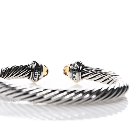 David Yurman Sterling Silver 14K Yellow Gold Citrine 7mm Cable Classics Bracelet 3 of 3