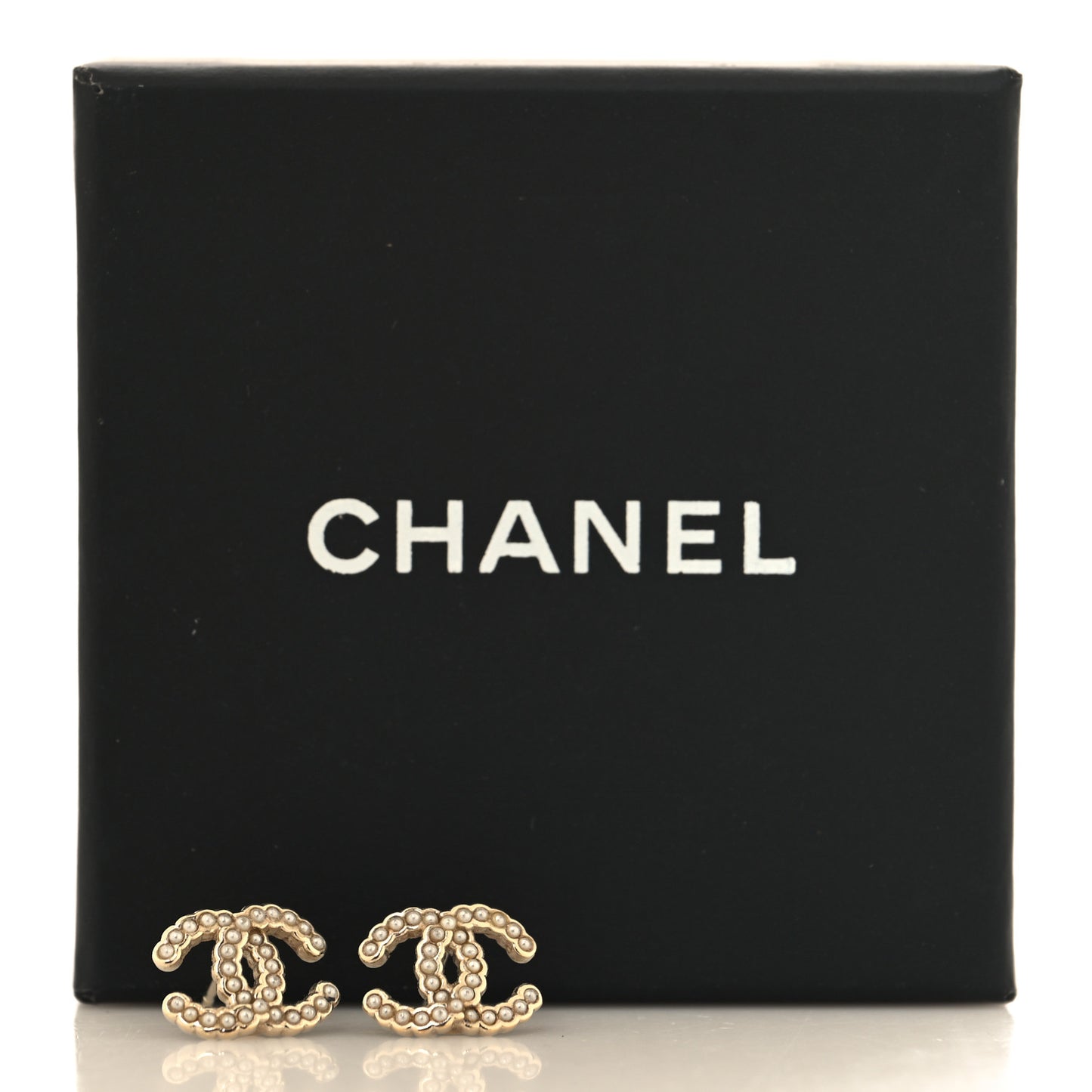 Pearl Crystal CC Earrings Light Gold