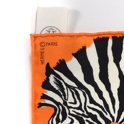 Hermes Silk Carre Zebra Pegasus Nano Scarf 20 Orange Vif Black 6 of 10