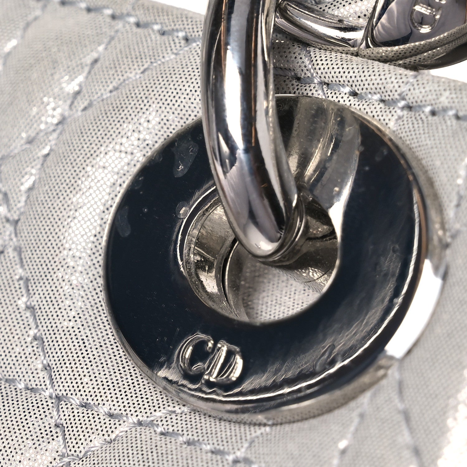 Christian Dior Metallic Nubuck Cannage Mini Lady Dior Silver 13 of 14
