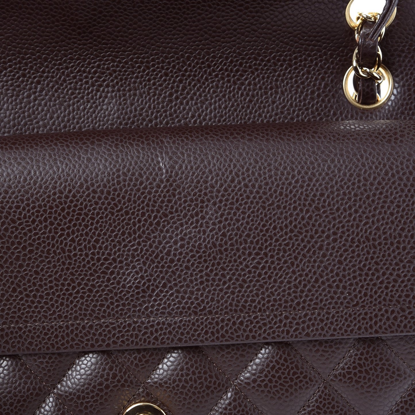 Caviar Quilted Medium Double Flap Brown