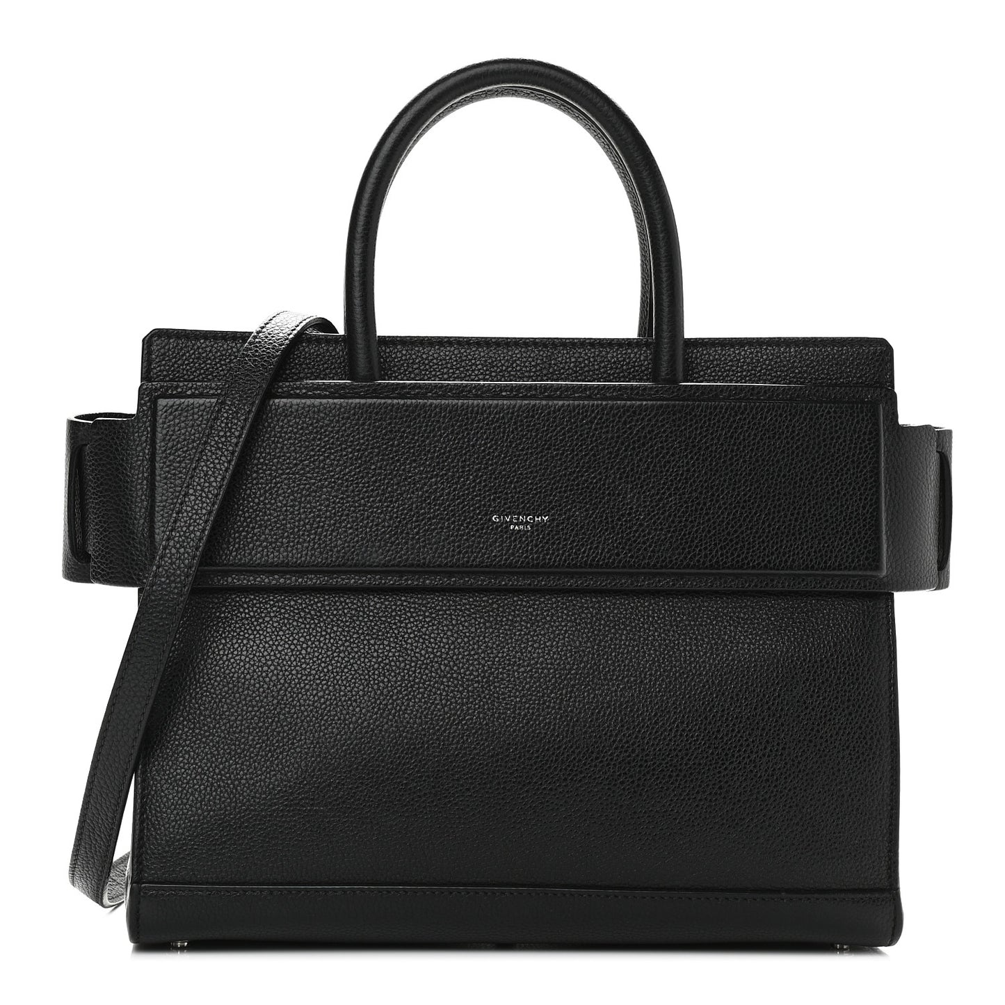 Grained Calfskin Small Horizon Satchel Black