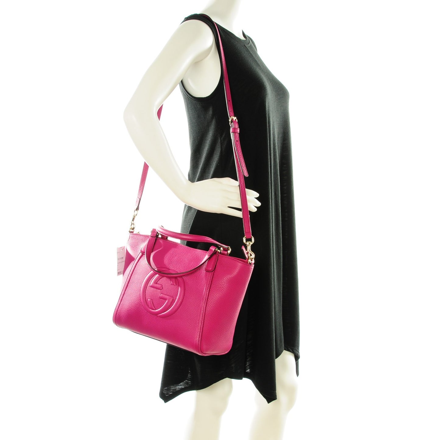 Pebbled Calfskin Small Soho Top Handle Bag Bright Bougainvillea