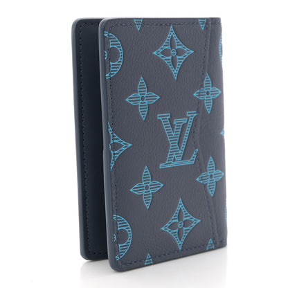 Louis Vuitton Calfskin Monogram Shadow Pocket Organizer Blue 3 of 7