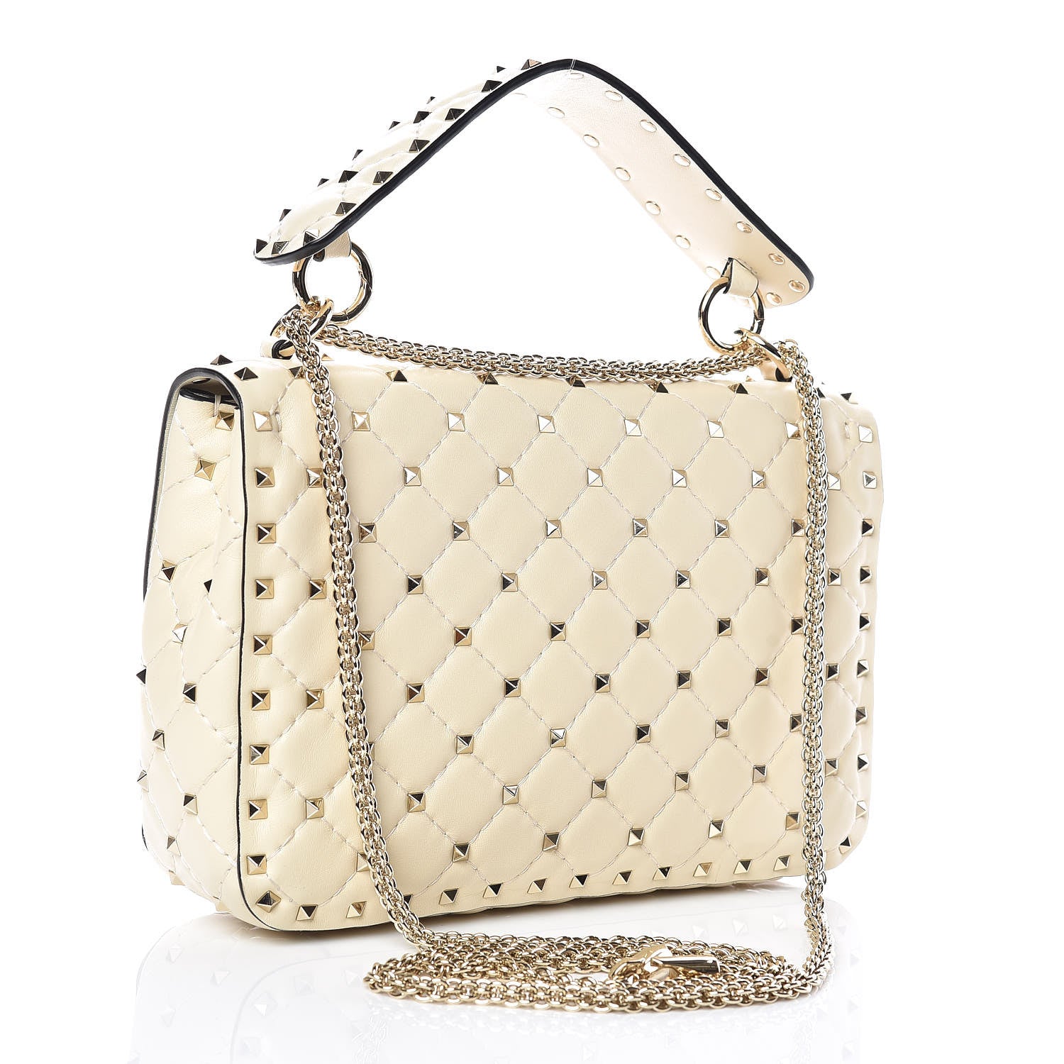 Valentino Garavani Nappa Medium Rockstud Spike Shoulder Bag Light Ivory 3 of 10