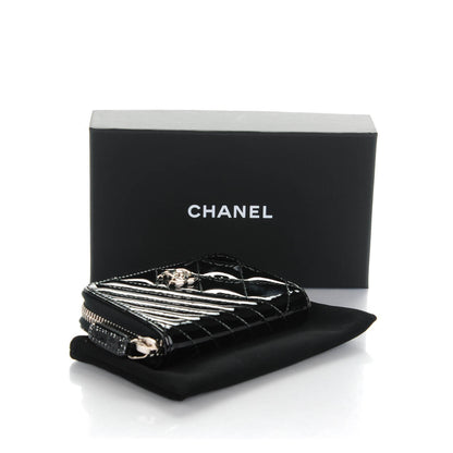 Chanel Patent Quilted Coco Boy Zip Coin Purse Black 4 of 7
