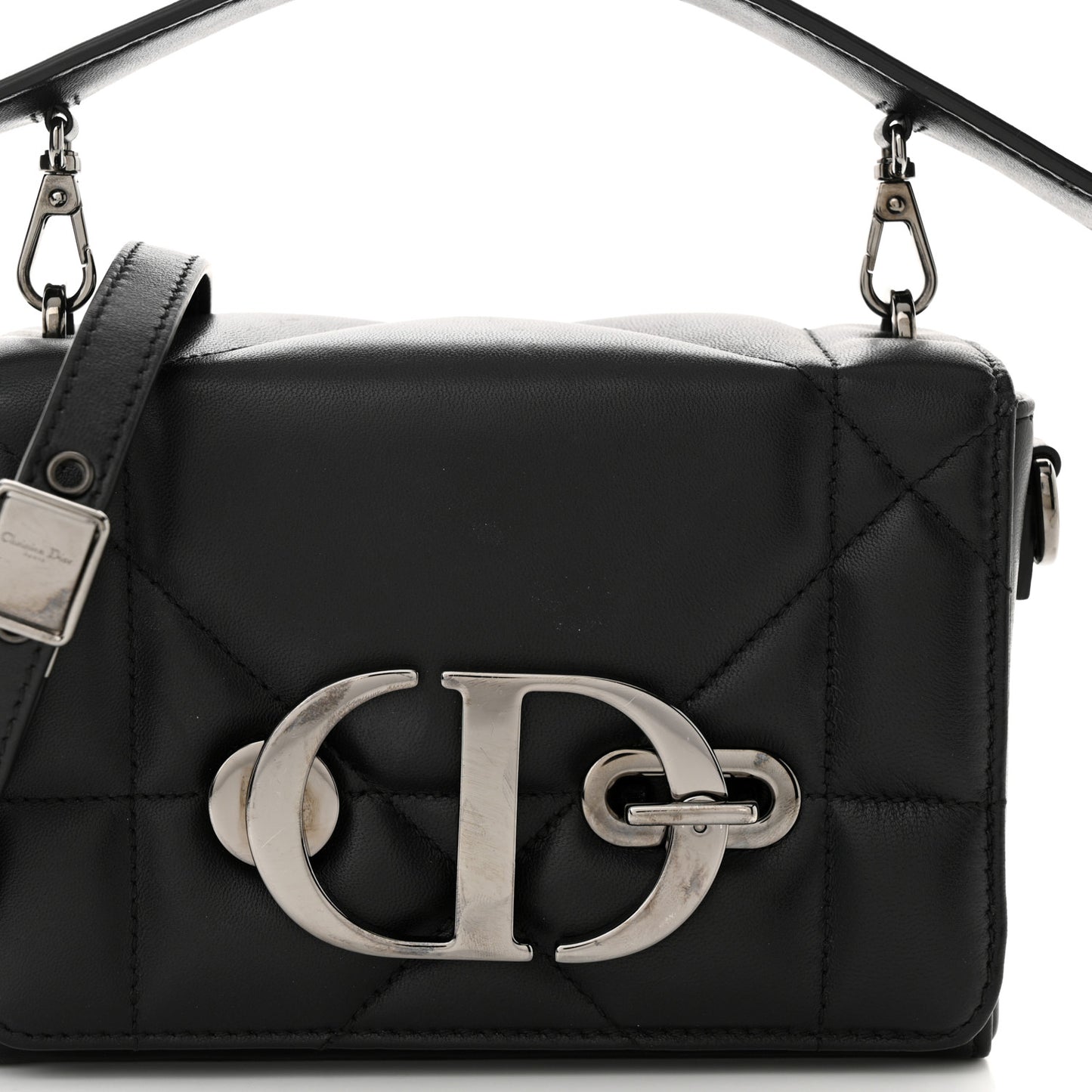 Lambskin Maxi Cannage Small 30 Montaigne Chain Top Handle Bag Black