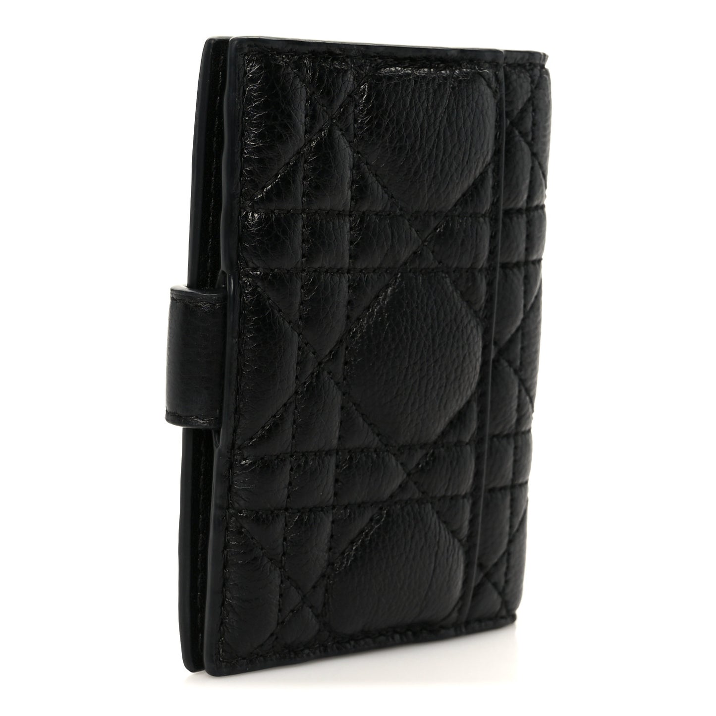Supple Calfskin Cannage Caro Dandelion Card Holder Black