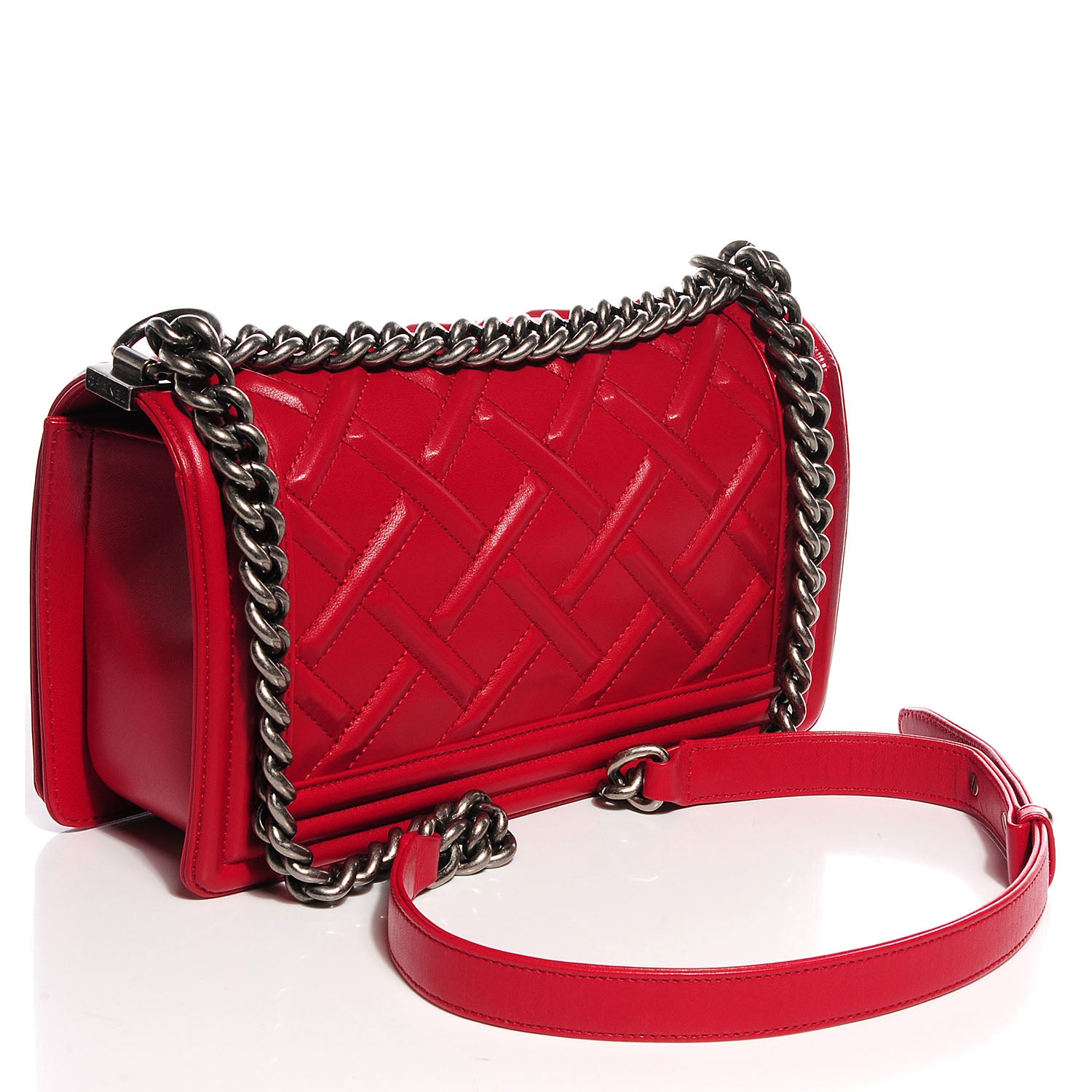 Chanel Lambskin Stitched Medium Boy Flap Red 3 of 11