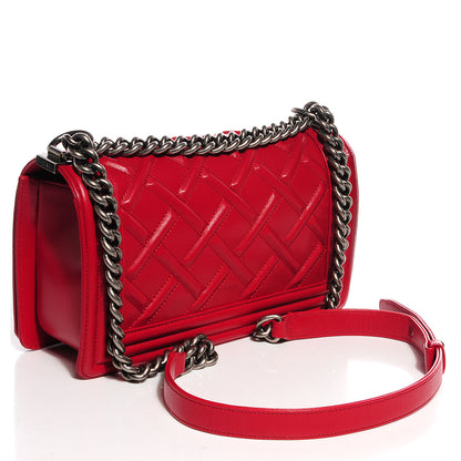 Chanel Lambskin Stitched Medium Boy Flap Red 3 of 11