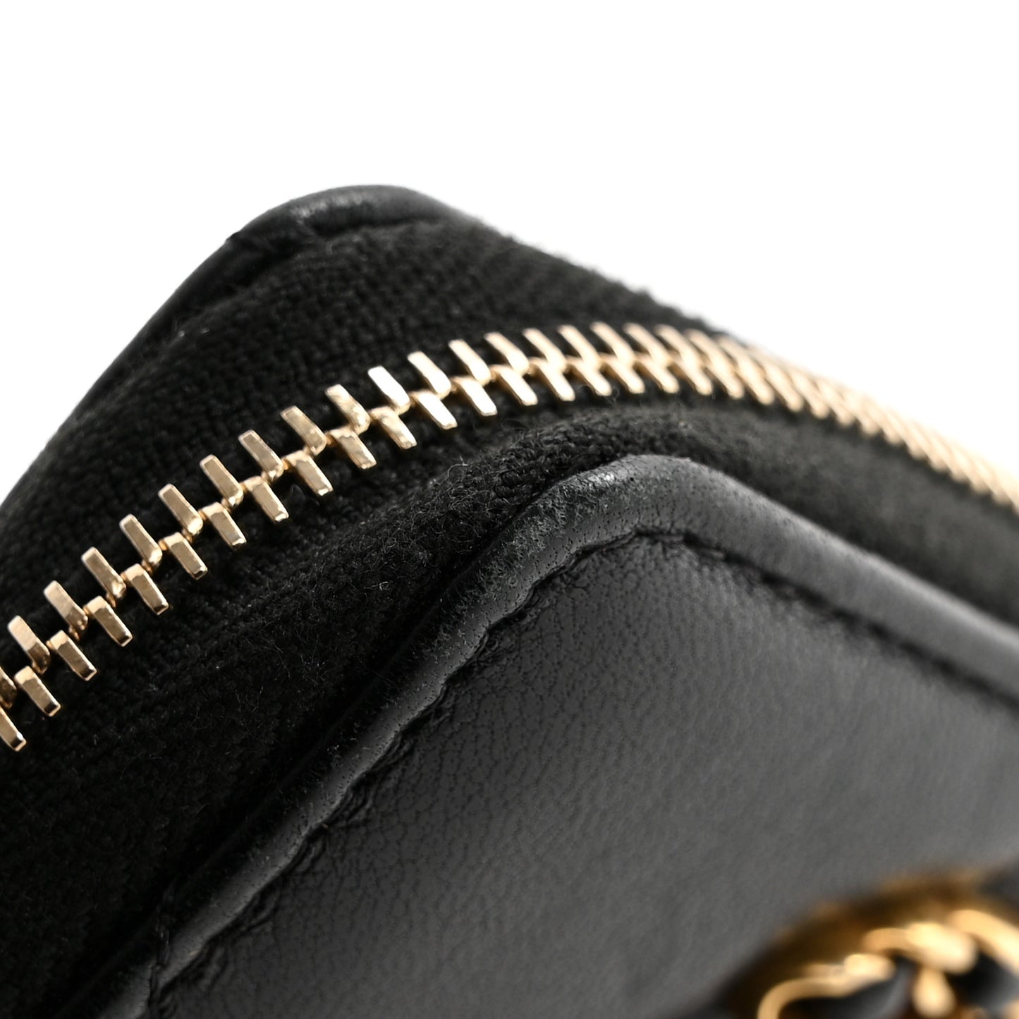 Lambskin Quilted Chanel 19 Zip Around Coin Purse Wallet Black