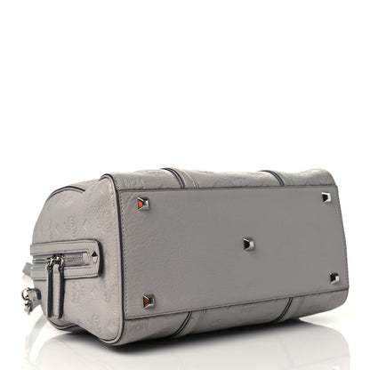 MCM Calfskin Ottomar Monogram Essential Boston Bag Grey 4 of 12