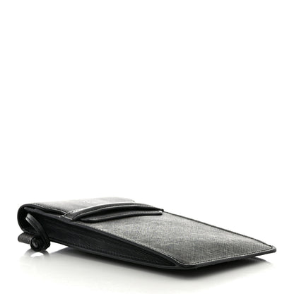 Celine Triomphe Canvas Lambskin Phone Pouch With Flap Black 5 of 8