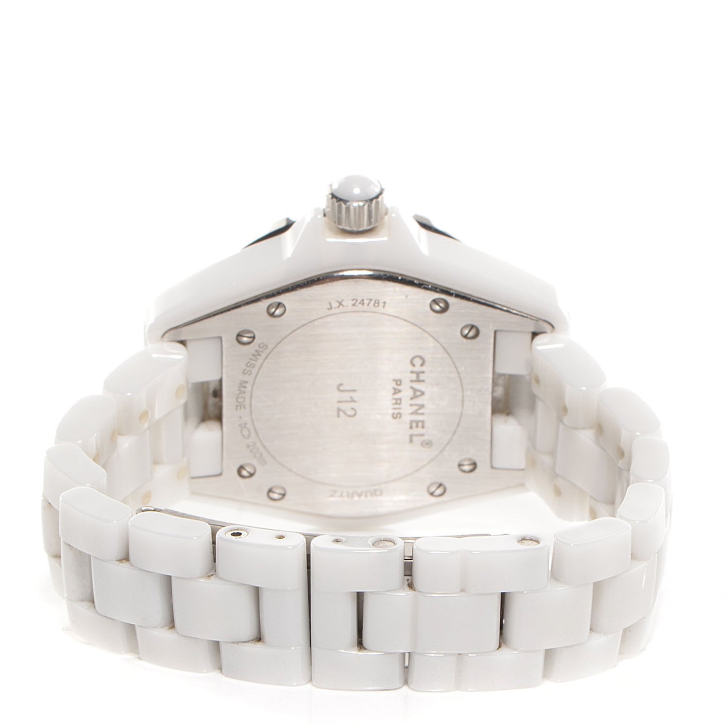 Stainless Steel Ceramic Diamond 33mm J12 Quartz Watch White