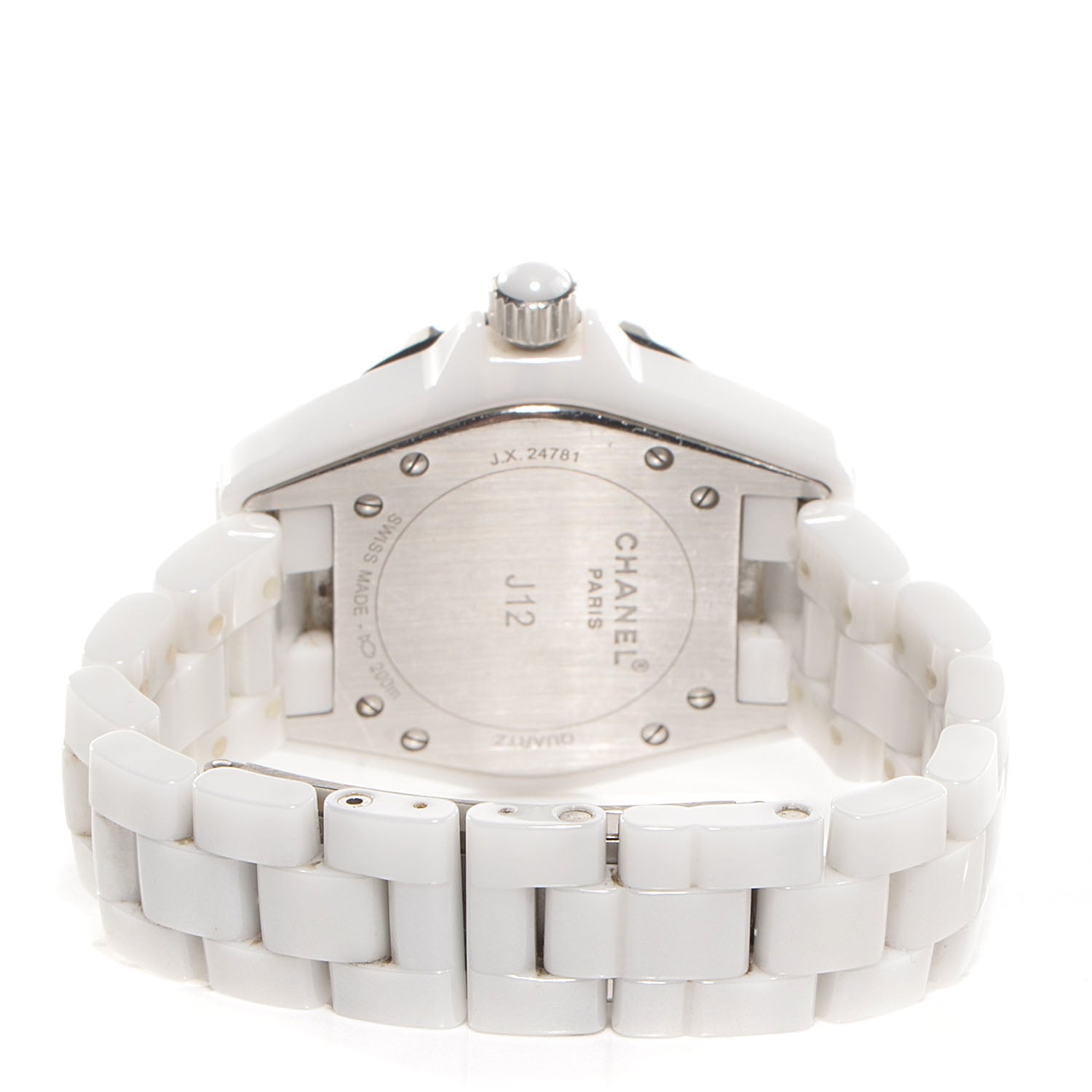 Chanel Stainless Steel Ceramic Diamond 33mm J12 Quartz Watch White 6 of 7