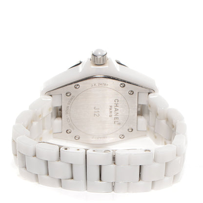 Chanel Stainless Steel Ceramic Diamond 33mm J12 Quartz Watch White 6 of 7