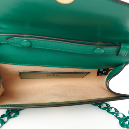 Gucci Azalea Calfskin Web Monochrome Mini Horsebit 1955 Chain Shoulder Bag Emerald 5 of 11