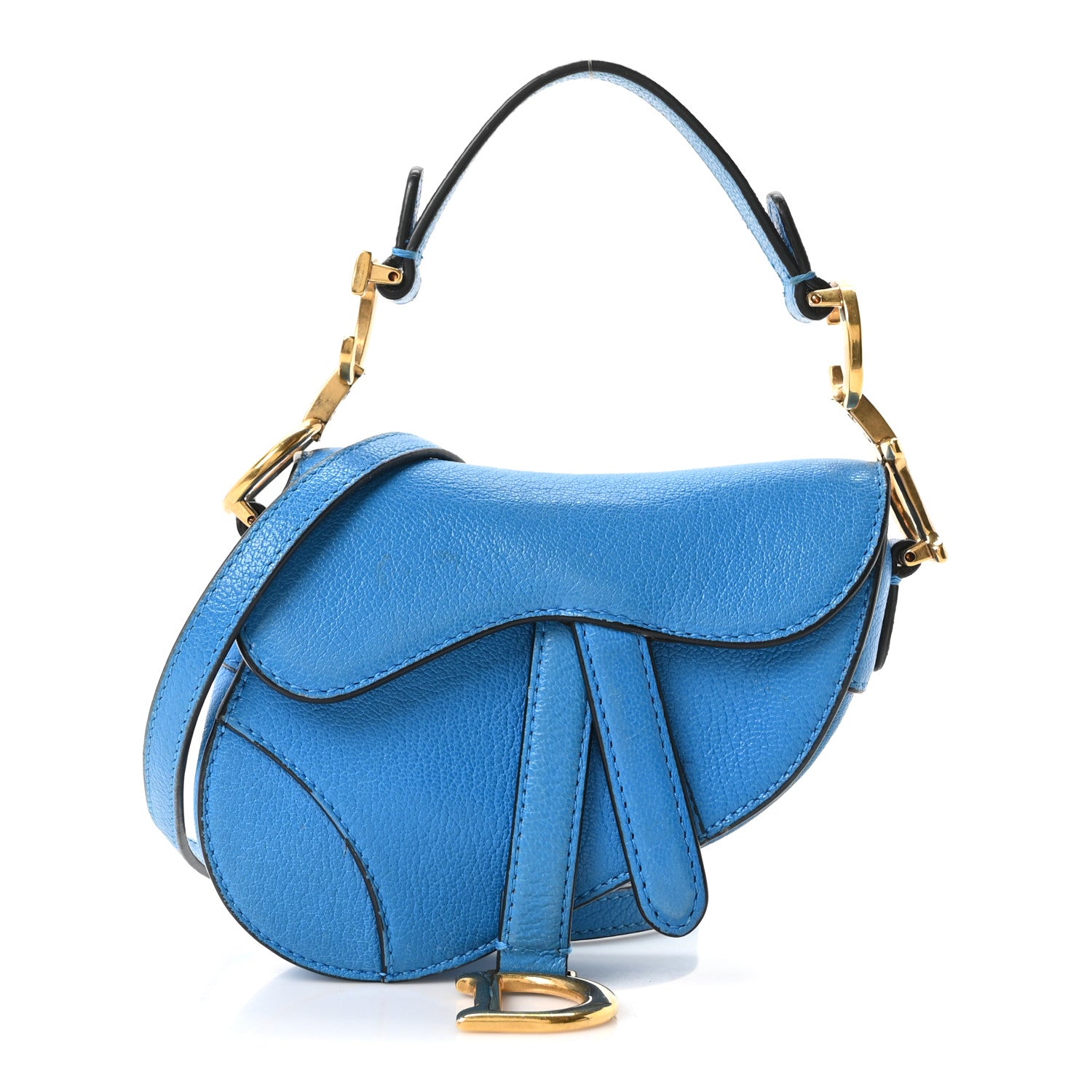 Christian Dior Goatskin Micro Saddle Bag With Strap Blue 1 of 10