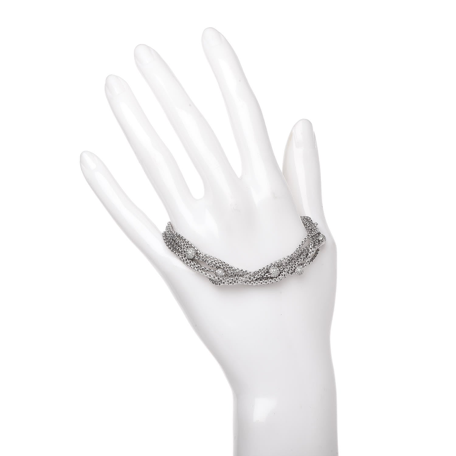 David Yurman Sterling Silver Diamond Pave Bead Multi Strand Bracelet 2 of 4