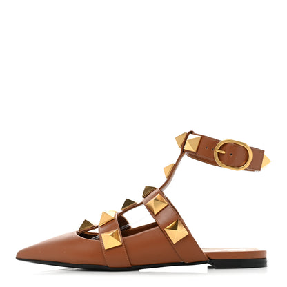 Valentino Garavani Calfskin Roman Stud Ankle Strap Flat Mules 37.5 Selleria 1 of 12