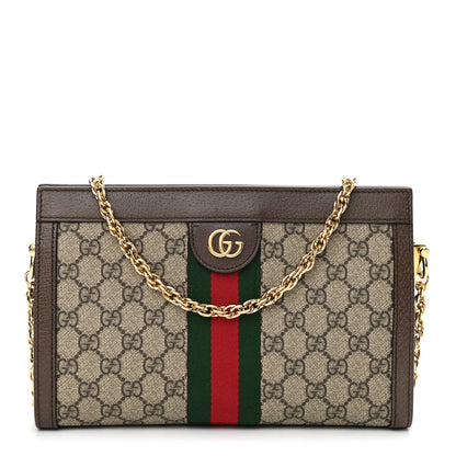 Gucci GG Supreme Monogram Web Small Ophidia Chain Shoulder Bag Brown 1 of 11