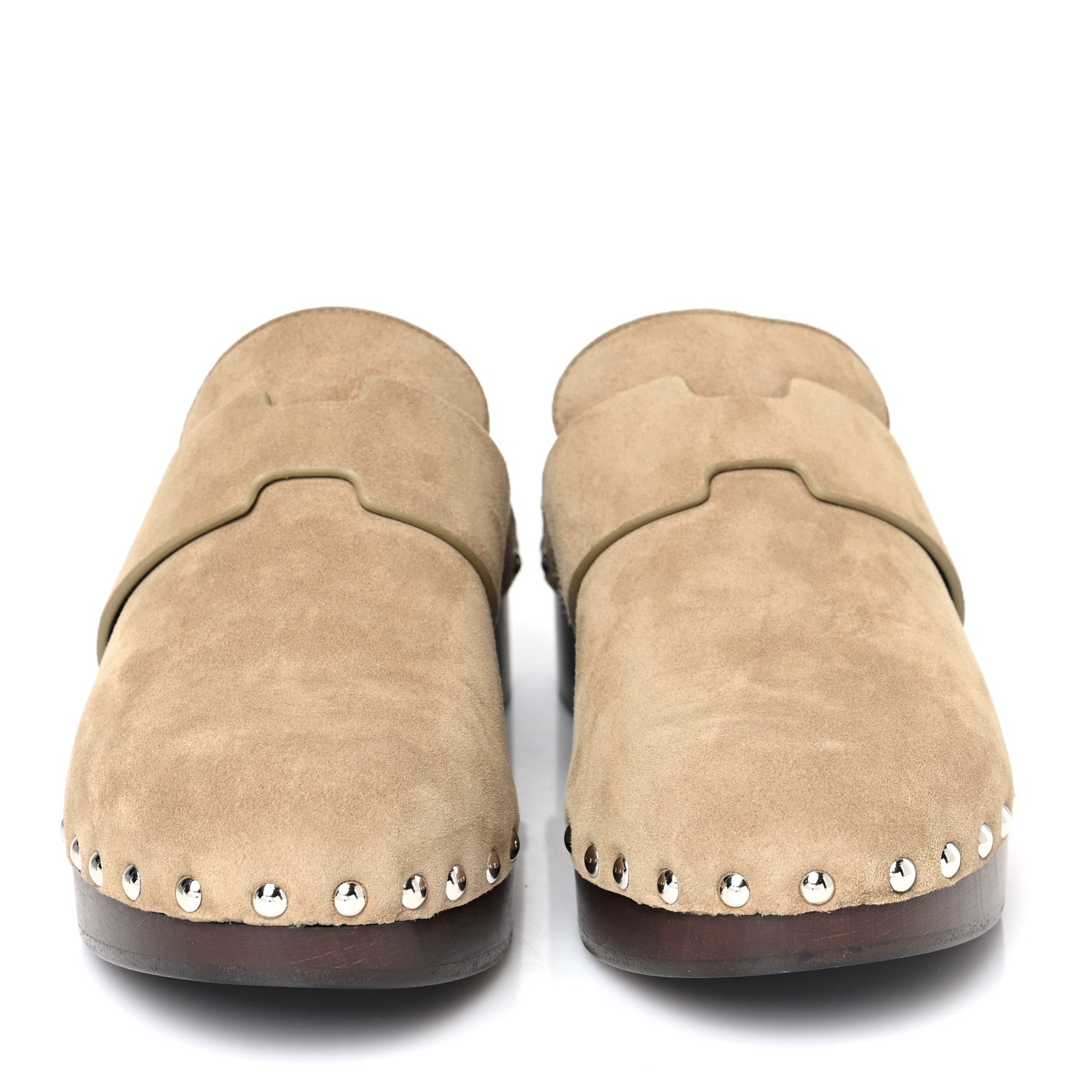 Hermes Suede Goatskin Calya Mules 37 Beige Gobi 2 of 7