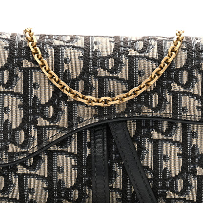 Christian Dior Oblique Saddle Chain Long Wallet Blue 8 of 9