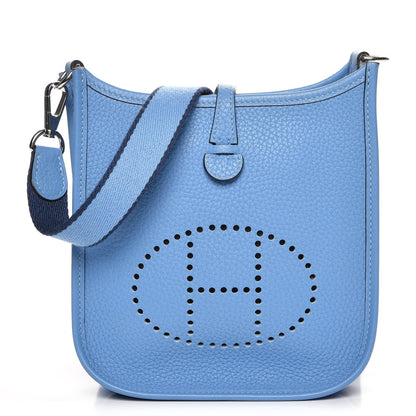 Hermes Taurillon Clemence Amazone Evelyne TPM Bleu Paradis Bleu Saphir 1 of 7