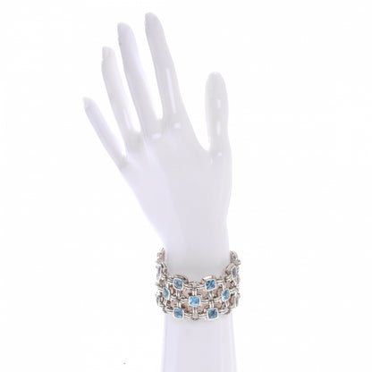David Yurman Sterling Silver Blue Topaz Renaissance 3 Row Bracelet 2 of 6