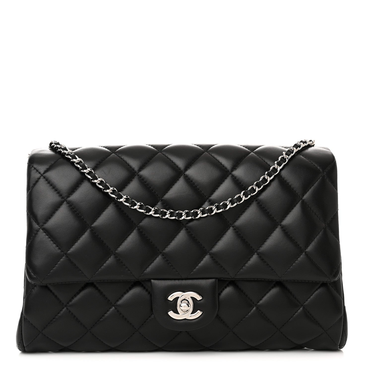 Chanel Lambskin Quilted Clutch With Chain Flap Black 1 of 12