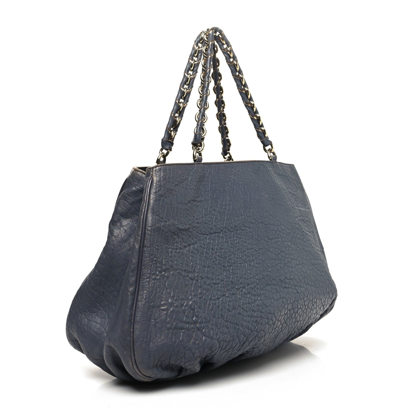 Crinkled Lambskin Mia Tote Blue